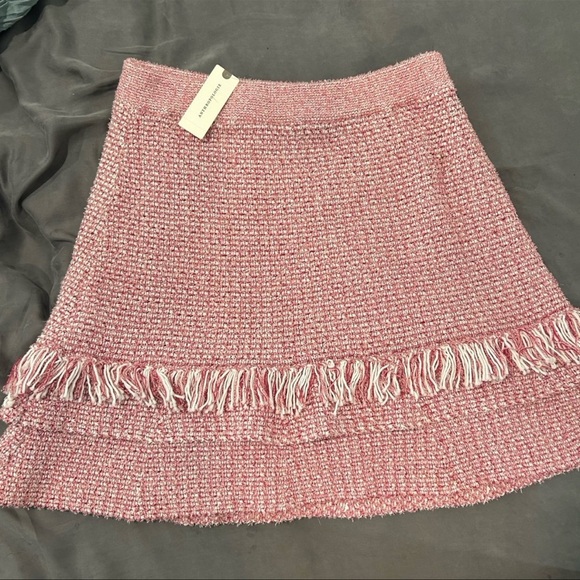 Anthropologie Dresses & Skirts - Anthropologie Women’s Pink Tweed Fringe Mini Skirt